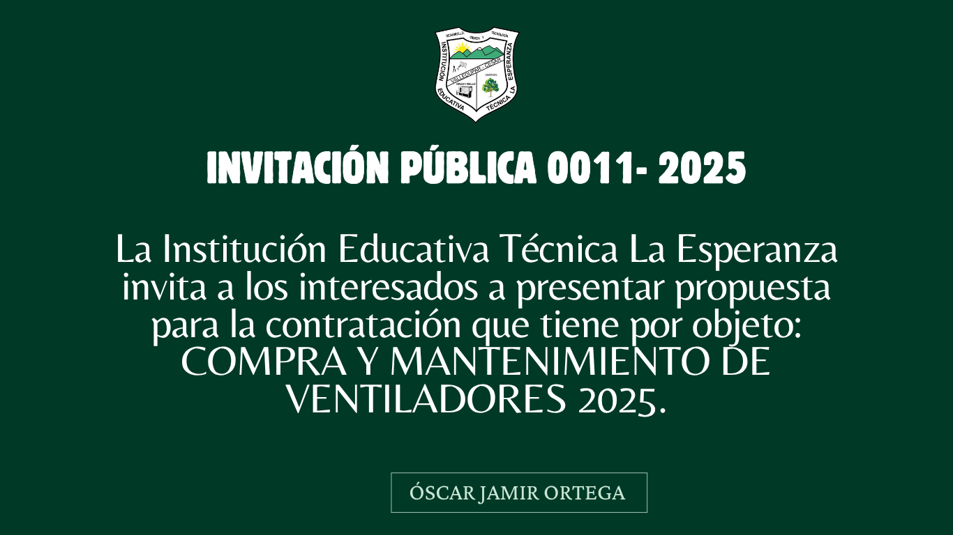 INVITACION PUBLICA 011 COMPRA Y MANTENIMIENTO DE VENTILADORES 2025